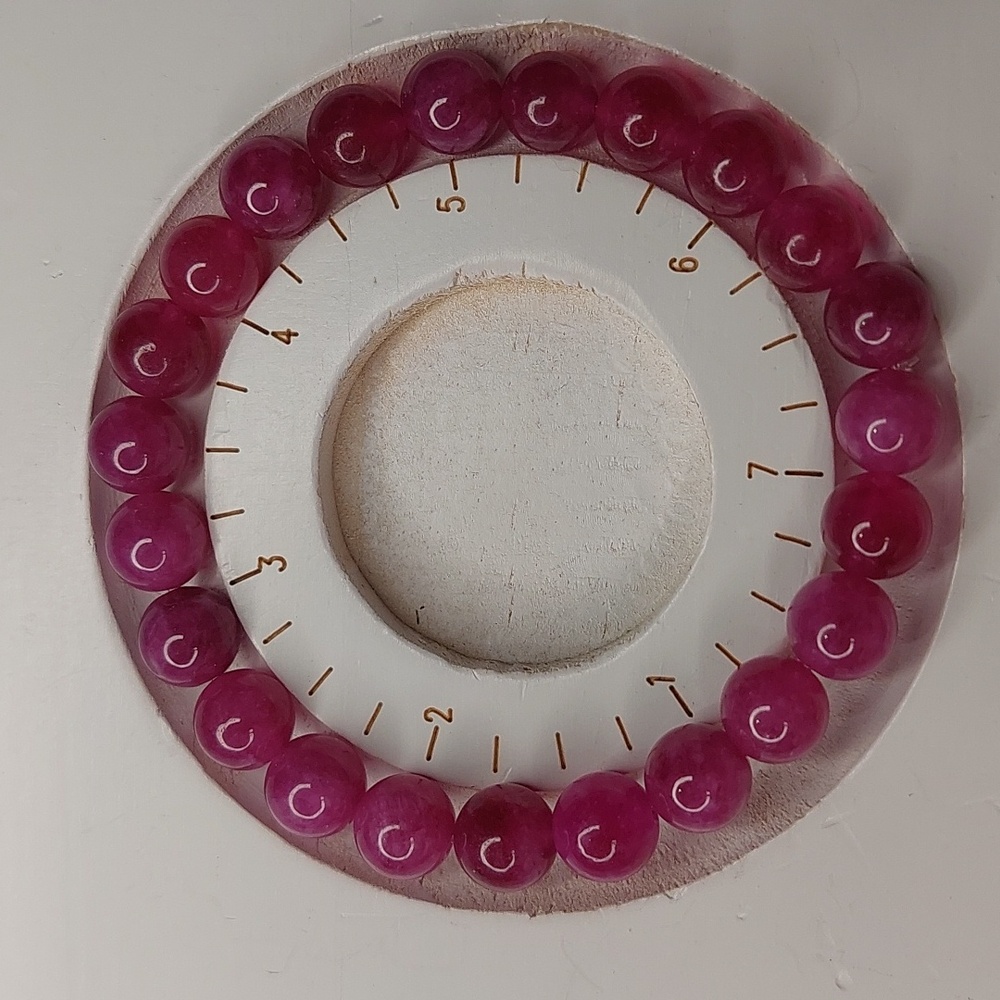 Pink Tourmeline stone 8mm round bead bracelet #2 - Picture 4 of 4